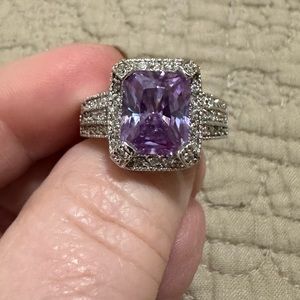 Costume statement ring with purple stone